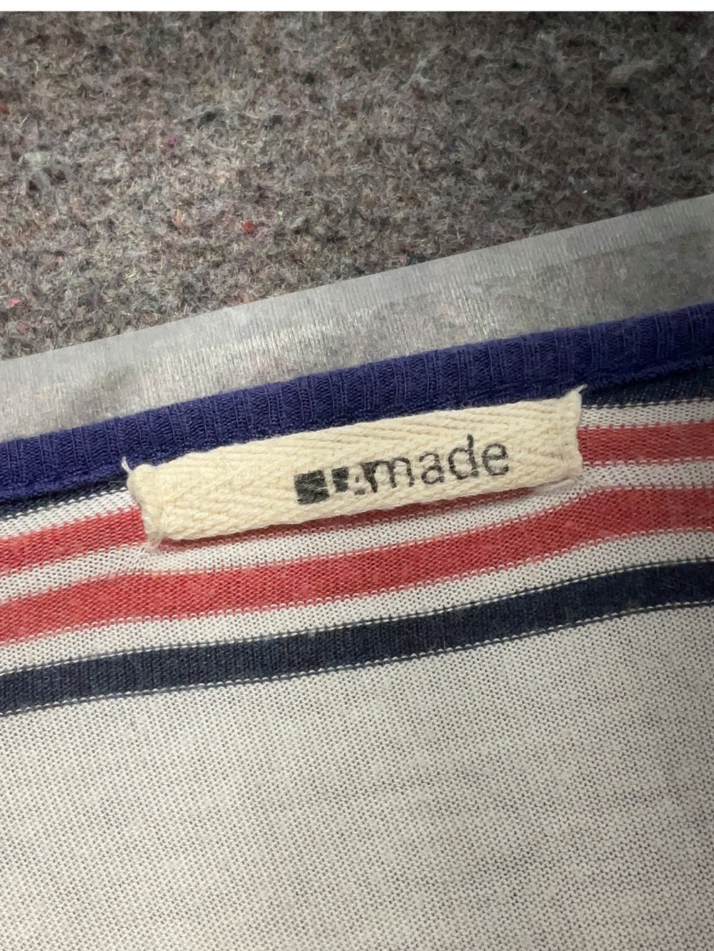 LA made Striped Scoop Tank in Gray, Navy & Coral - Picture 4 of 4